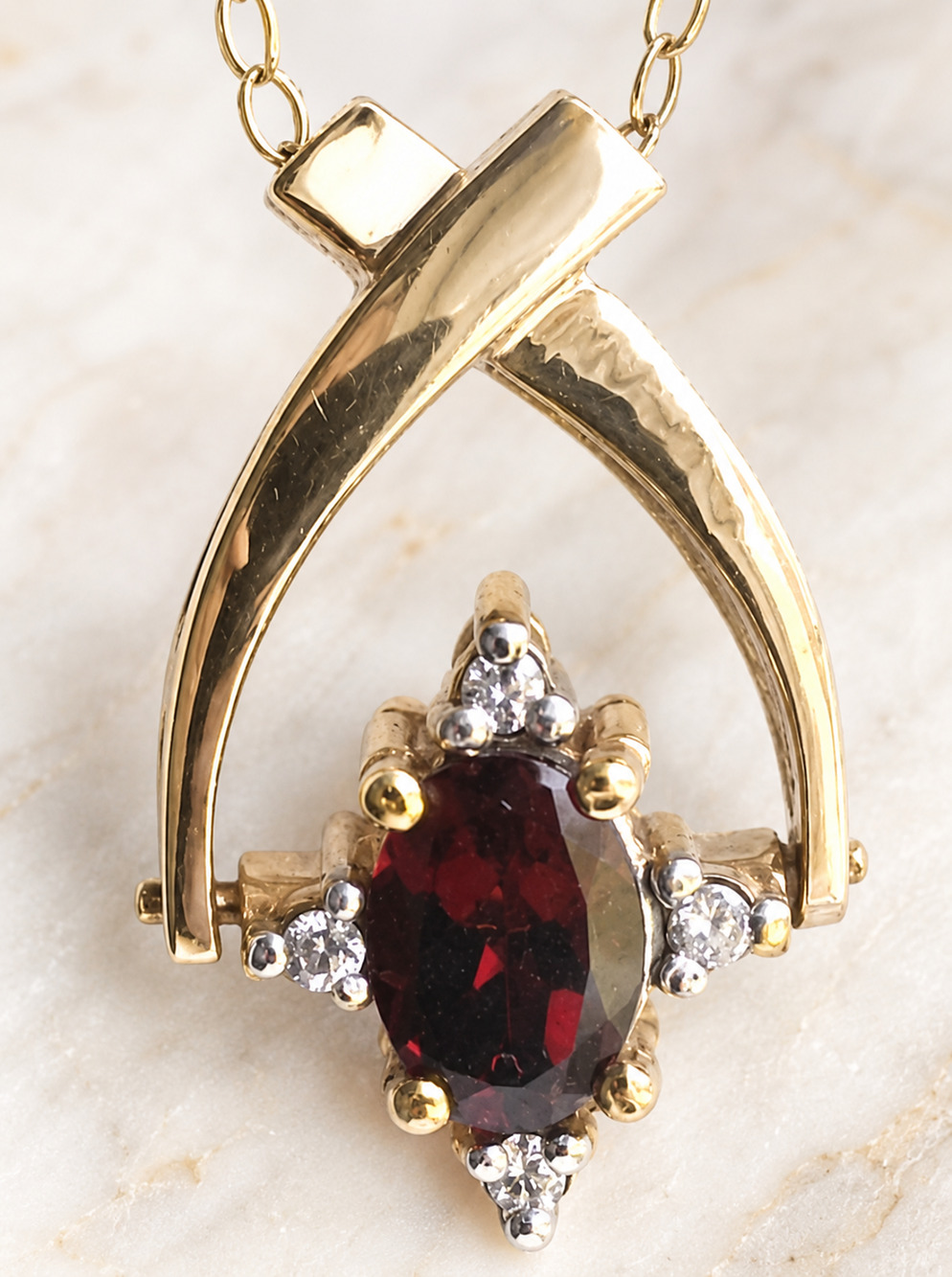 Vintage Karis GdB Ruby Red Spinner Necklace 12K Gold Filled Pendant Regencycore